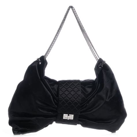 CHANEL Satin Large Bow Bag Black 79691 